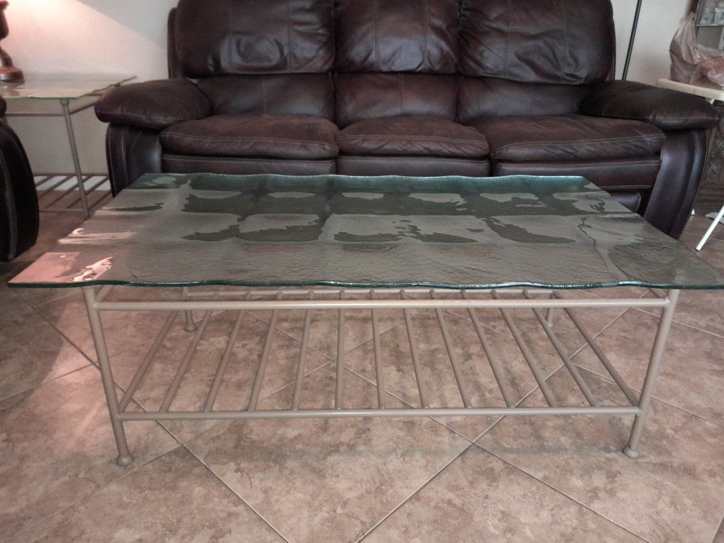 Glass Contemporary Coffee Table And End Tables