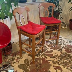 2 Oak Stools and A Swivel Stool