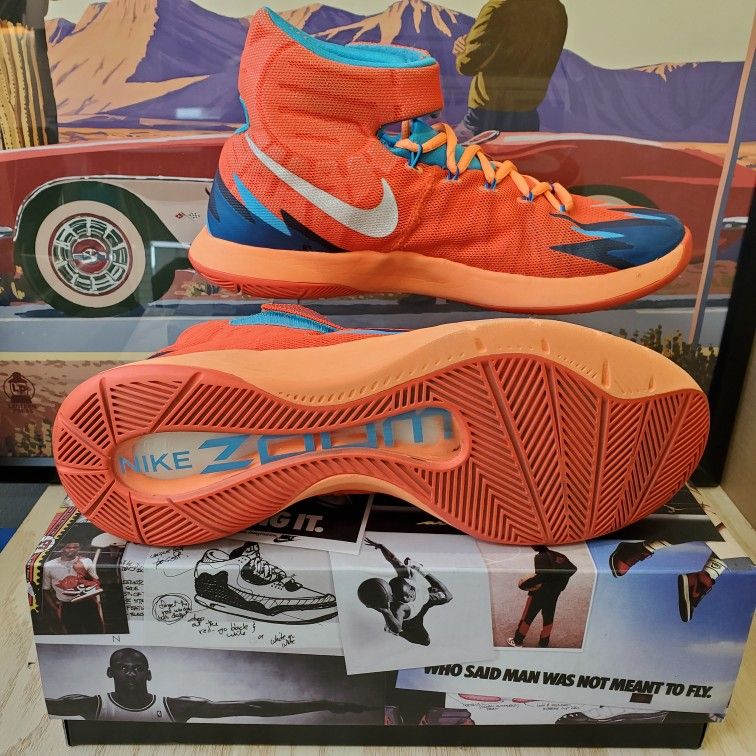 Nike Zoom Hyperrev Men's 11 M Basketball Shoes Orange Silver Atomic 630913 800