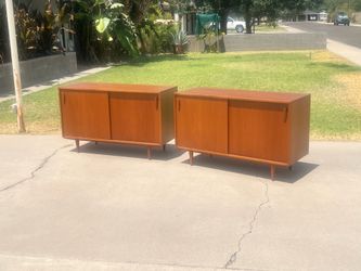 2 Teak Danish Sideboards credenzas attributed to Poul Hundevad