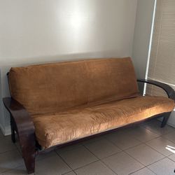 Futon Full Size Brown Couch Mattress Sleep