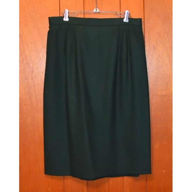 Vintage Worthington Emerald Wool Skirt Green Size 14 Elastic Waist