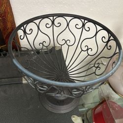Vintage Black Pedestal Fruit Bowl
