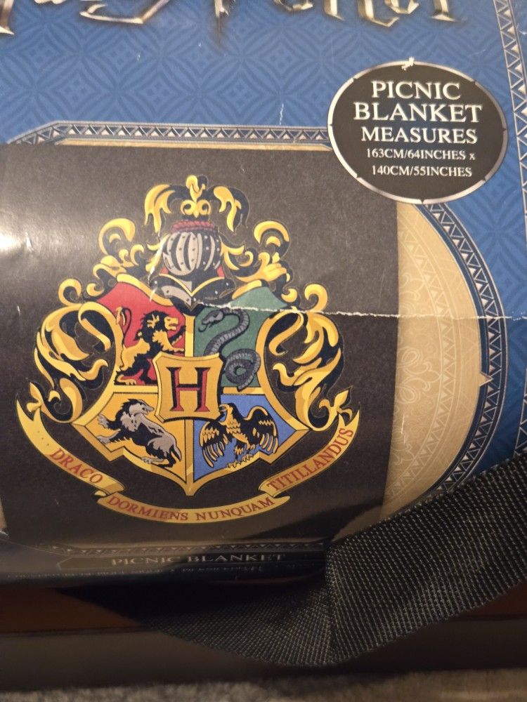 Harry Potter Picnic Blanket With Hogwarts Crest In Center 64" X 55"