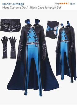 CluchiEgg Small Men's Black Cape Jumpsuit Halloween Costume Superhero