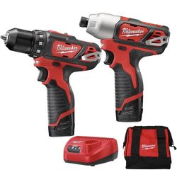 M12 Drill/Impact Combo Kit- Milwaukee 2494-22