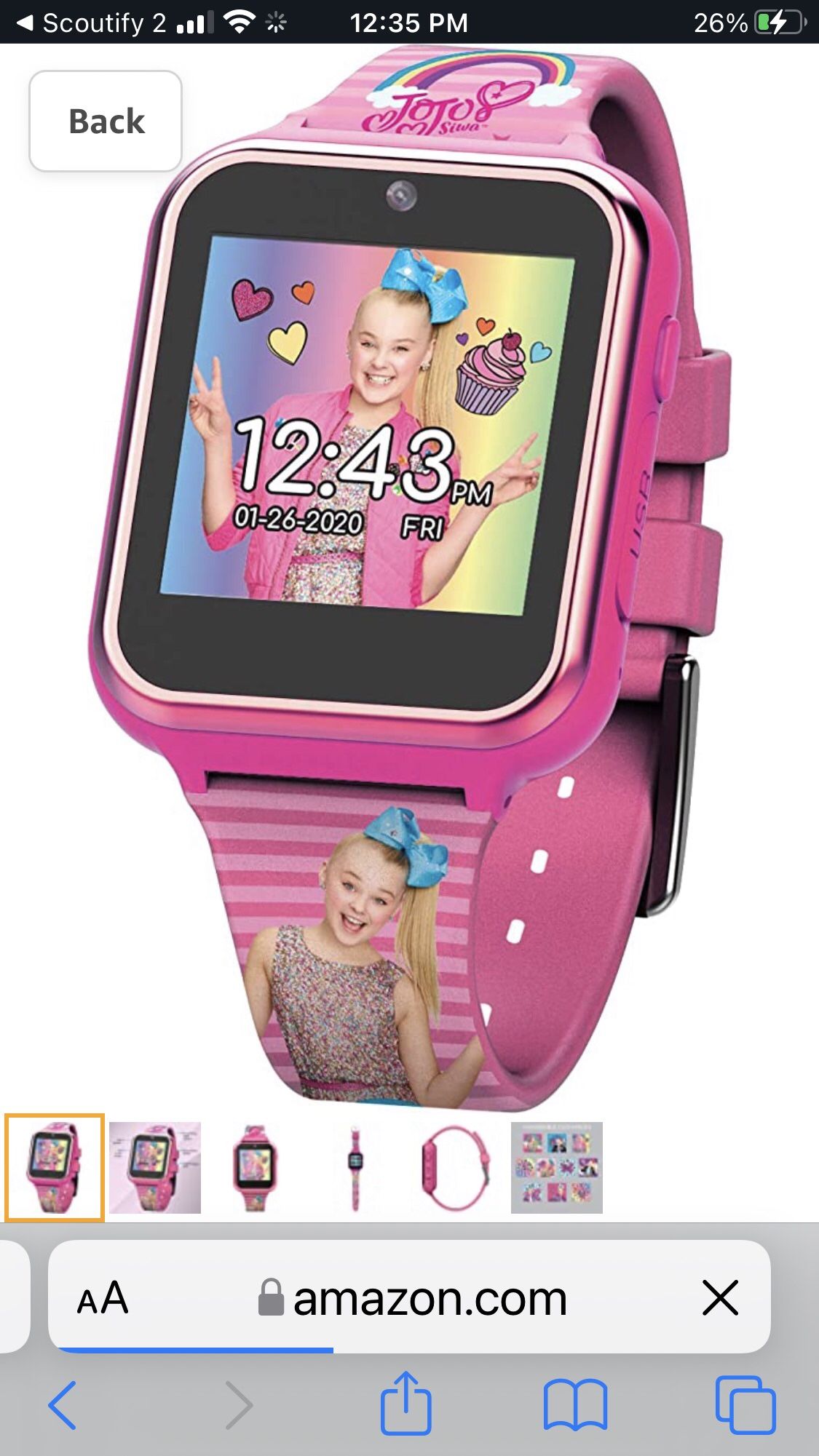 JoJo Siwa Touchscreen Interactive Smart Watch Model JOJ4128AZ