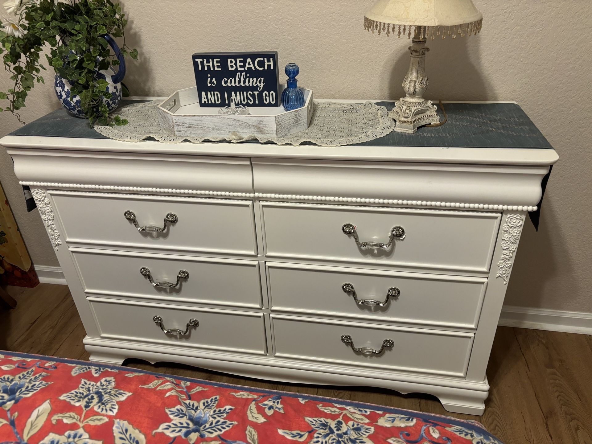 White Dresser and Mirror $275