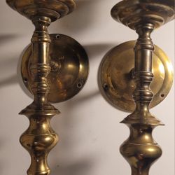  Pair of Brass Wall Sconces. Mid Century Decor
