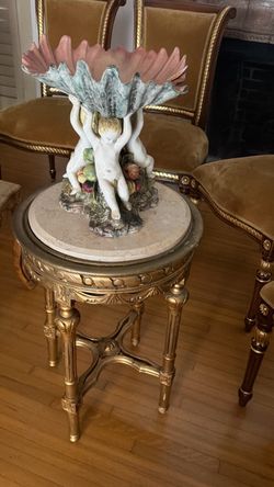 Majolica Cherub Shell Compote Centerpiece