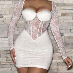 White Corset Lace Dress 