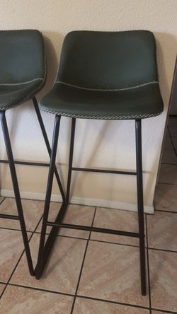 Set of 2 Green Faux Leather Bar Stools