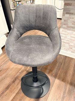 Gray Upholstered Adjustable Bar Stool