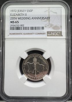 1972 Jersey S50P 50P Elizabeth II Coin NGC MS65