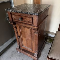 Vintage End Side Wood Marble Table
