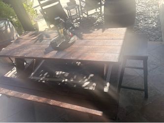 Wooden picnic bench