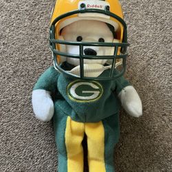 Green Bay Packer Beanie Bear With Helmet 