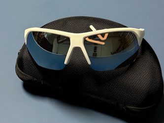 Ria Eyewear Ria Reflex Cycling/tennis /pickleball/squash Sunglasses UV400 Blue Mirrored Lens White Wrap