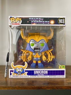 MINT 2022 SDCC Official Con Sticker Transformers Unicron Jumbo 13 Inch Funko Pop