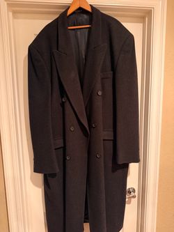 Men's Black Wool Overcoat