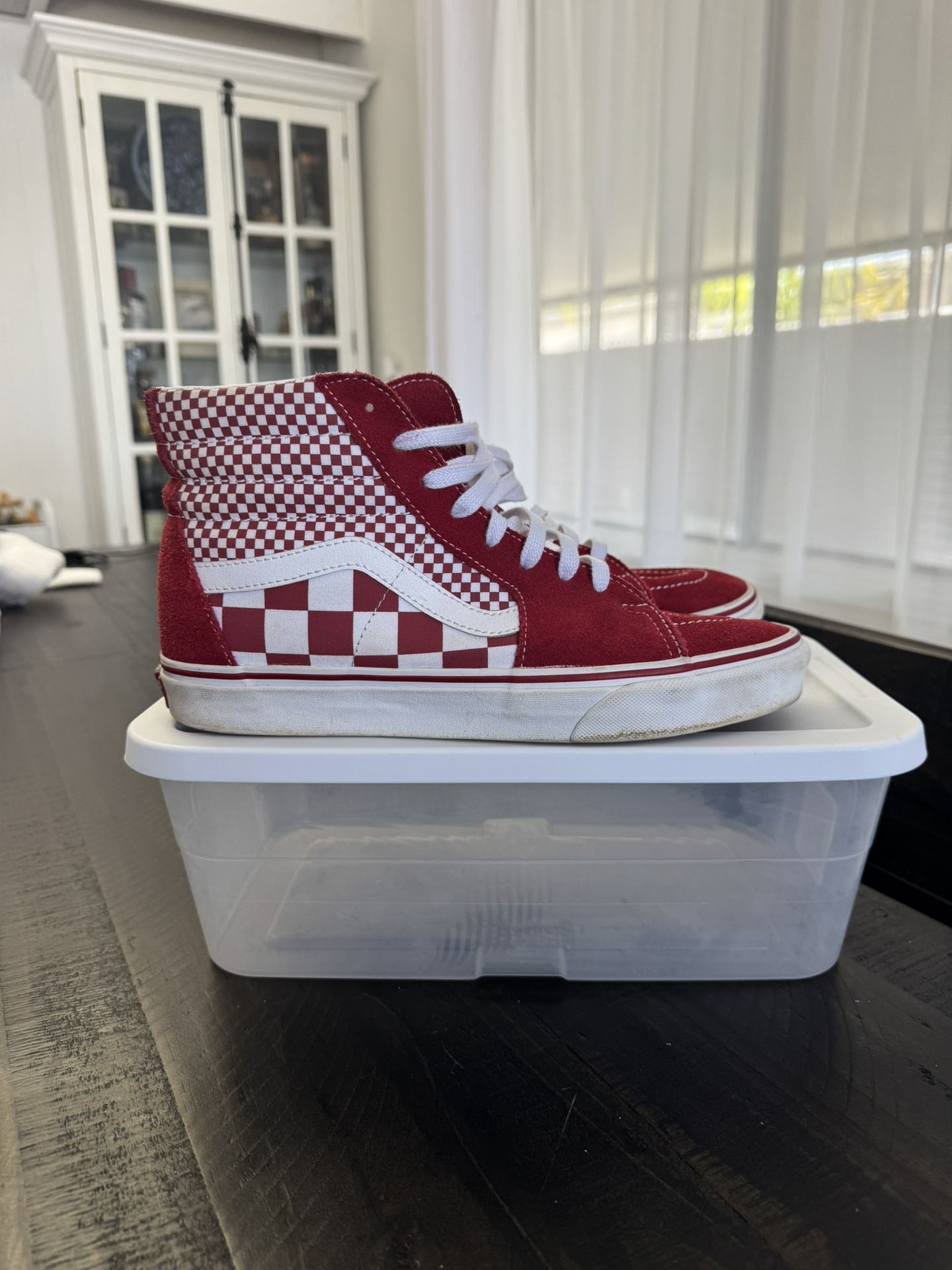 Men’s Vans Custom Red Checked Shoes 