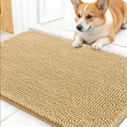 OLANLY Dog Door Mat for Muddy Paws 24x16, Absorbs Moisture and Dirt, Absorbent Non-Slip Washable Doormat, Quick Dry Chenille Mud Mat for Dogs, Entry I