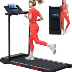 Electric Walking Pad with Handle Bar, 0.6-10MPH Portable Walkingp Pads Treadmills with Handles for Home Apartment Small, 3.5HP Foldable Folding Compac