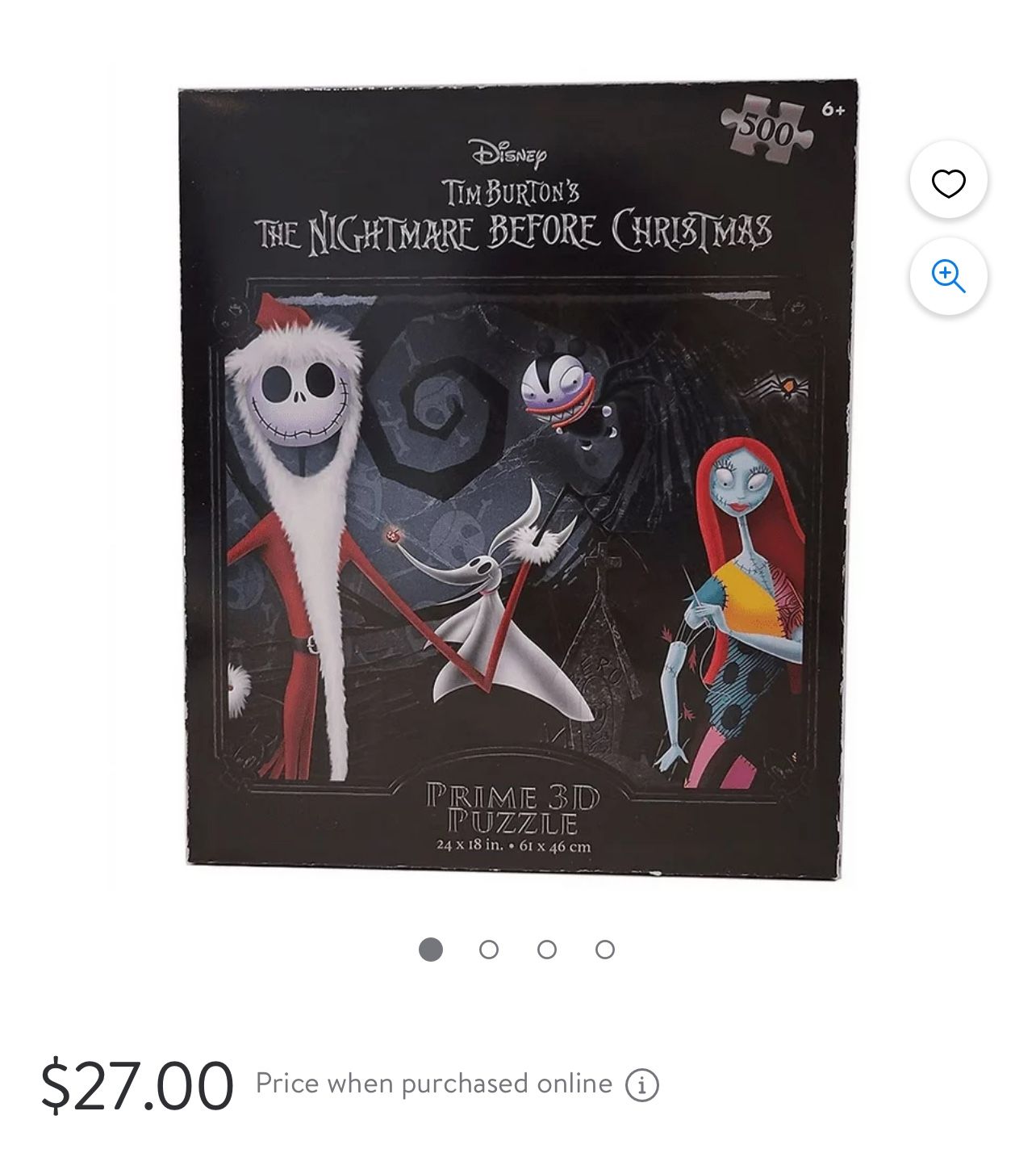 Tim Burton's The Nightmare Before Christmas Jack Skellington and Sally Prime 3D 500 Pieces Puzzle