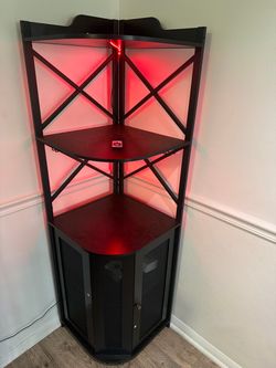 Black Corner Shelf Unit with LED Lighting