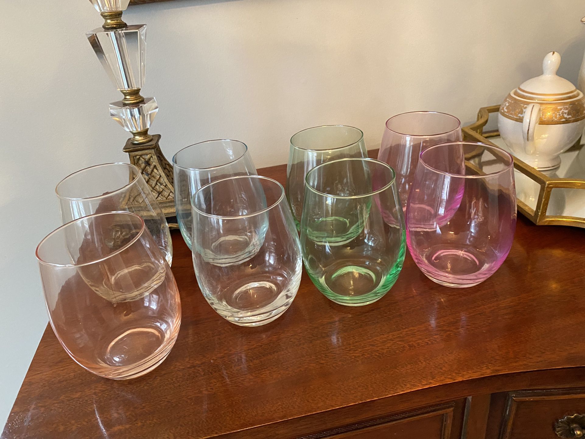8 Piece Colored wine Glass Set