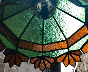 Unique Vintage Pub Style Slag Glass Lamp WORKS GREAT