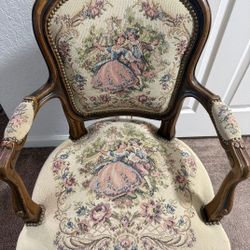 Vintage French Louis XV Style Needlepoint Arm Chair