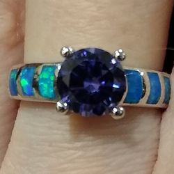 Extremely Pretty 😍 NEW Size 5 Tanzanite Opal Inlay Ring! 💍