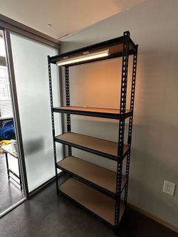 5-Tier Heavy Duty Garage Shelving Unit - 72"H x 35.5"W - Black