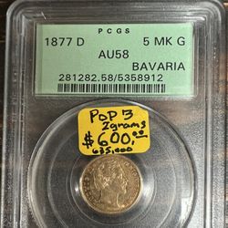 Gold German Bavaria 1877D 