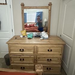 Rustic Bedroom Dresser With Mirror $150