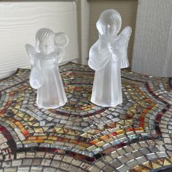 Frosted Glass Angel Candle Holders 