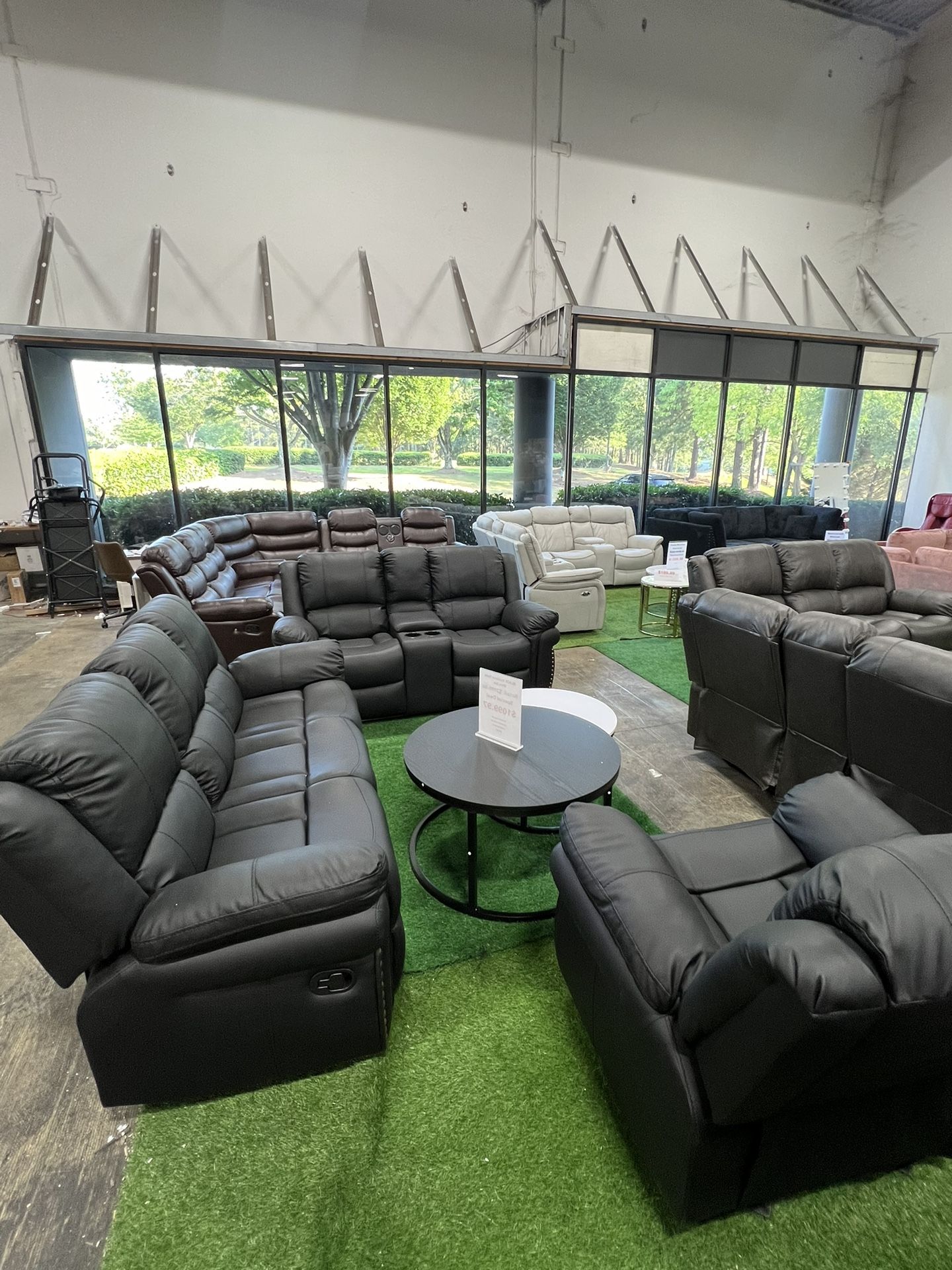 Black Recliner Living Room 3Pcs Set / Juego de 3 piezas...