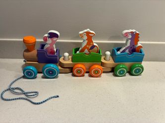 Wooden Pull-Along Animal Train Toy