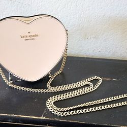 Kate Spade-Love Shack Mini Heart 🤍 Crossbody Bag Gold Chain Purse Light Rosebud