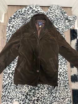 Vintage GAP Genuine Suede Leather Jacket Brown Quilted Lined Size L