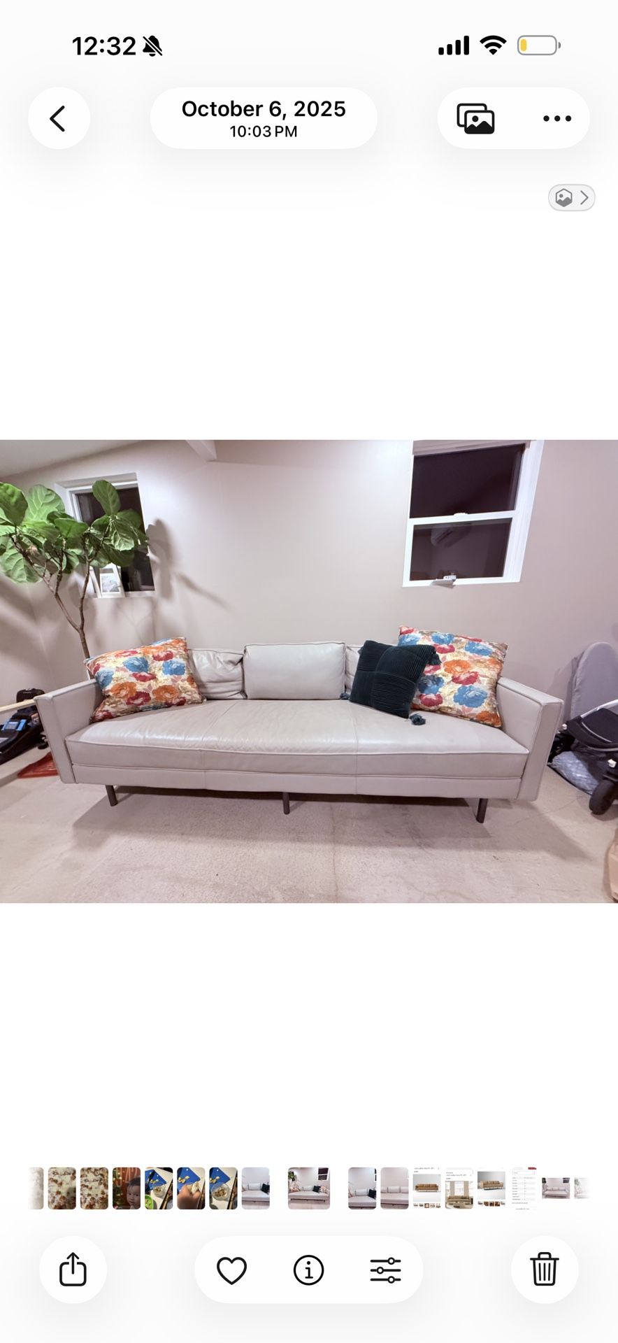 West elm Axel leather sofa 89"