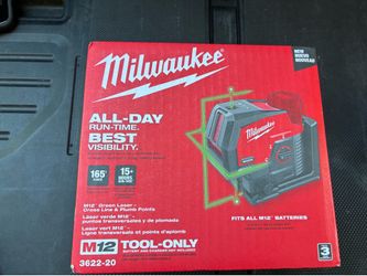 Brand new M12 12-Volt Lithium-Ion Cordless Green 125 ft. Cross Line and Plumb Points Laser Level (Tool-Only)