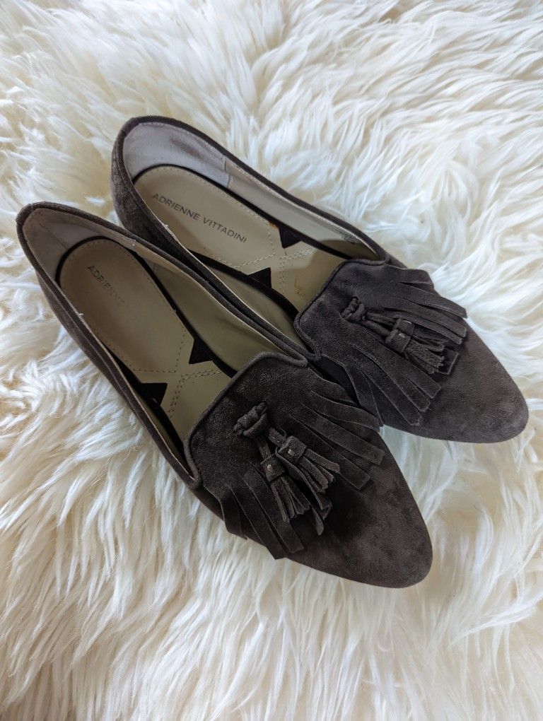 Suede Fringe Brown Loafers Sz 8