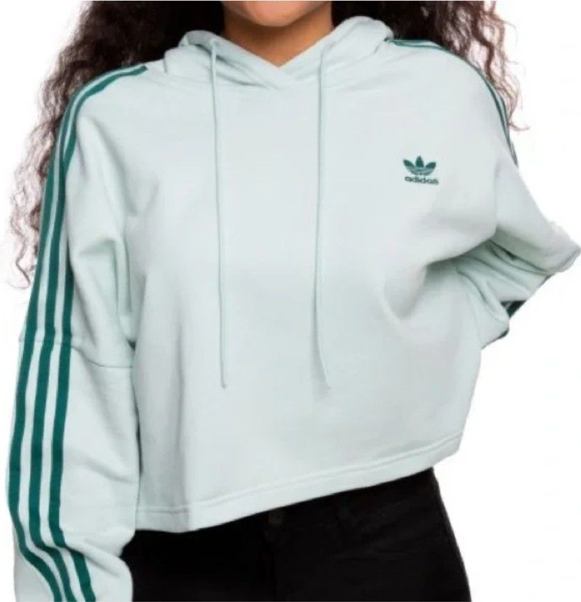 Cute size small adidas Originals Women's Cropped Hooded Sweatshirt mint