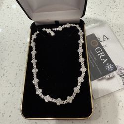 Gargantilla De Plata 925 Y Piedras De Moissanite 