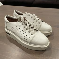 Linea Paolo Platform Tennis Shoes Womens Size 7.5 Kendra Pale White Leather
