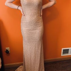 Rose gold prom dress, size 0