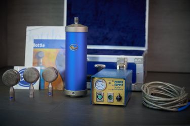 Rare Vintage Early Blue Bottle Tube Condenser Microphone Set