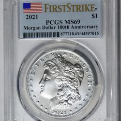 2021 Morgan Silver Dollar. 100th Anniversary FIRST STRIKE! MS-69
